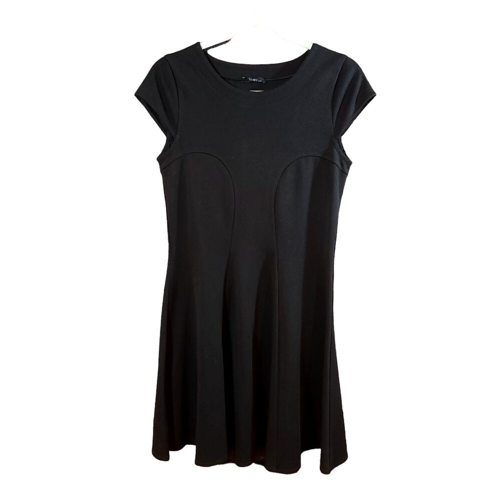 Toupy Paris Maureen Ponte Knit Cap Sleeve A-line Dress Career Party Women's S